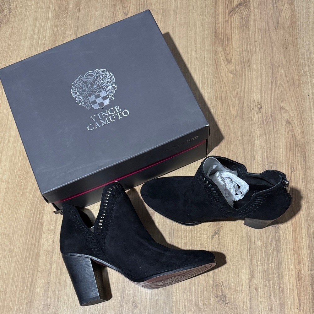Vince Camuto Black Suede Heeled Boots